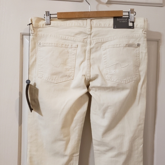 7 For All Mankind Size 30 Bootcut Women's Cream Jeans - Picture 7 of 15